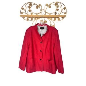 TALBOTS Women's Red Wool Blend Mock Neck Button Up Blazer Coat 14wp